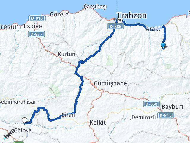 Kabataş Çamoluk Arası Kaç Km - Yol Tarifi