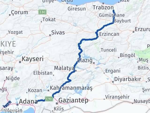Trabzon Çaykara Osmaniye Arası Kaç Km - Yol Haritası