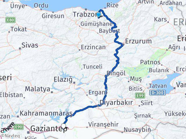 Trabzon Çaykara Şanlıurfa Arası Kaç Km - Yol Haritası
