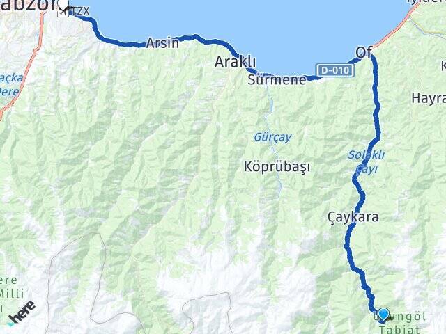 Uzungöl Trabzon Havalimanı Arası Kaç Km - Yol Tarifi