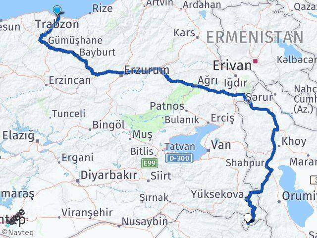 Trabzon Derecik Hakkari Arası Kaç Km - Yol Haritası