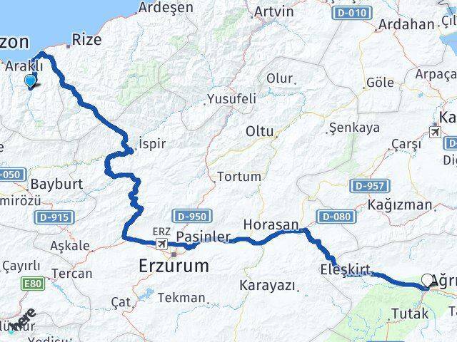 Dernekpazarı Ağrı Arası Kaç Km - Yol Tarifi