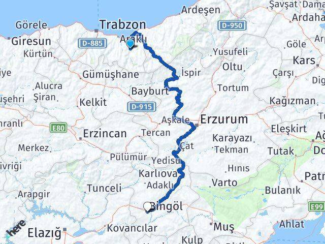 Dernekpazarı Bingöl Arası Kaç Km - Yol Tarifi