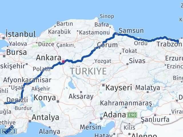Dernekpazarı Denizli Arası Kaç Km - Yol Tarifi