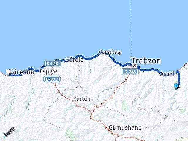 Dernekpazarı Giresun Arası Kaç Km - Yol Tarifi