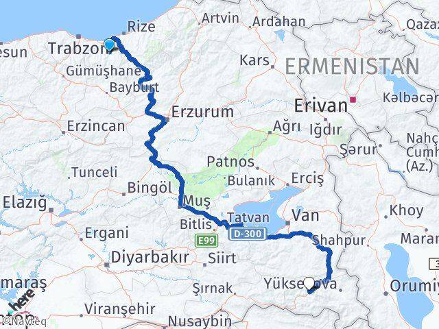 Dernekpazarı Hakkari Arası Kaç Km - Yol Tarifi