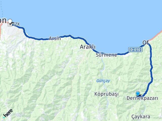 Kondu Trabzon Havalimanı Arası Kaç Km - Yol Tarifi
