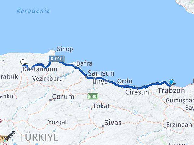 Trabzon Devrekani Kastamonu Arası Kaç Km - Yol Haritası