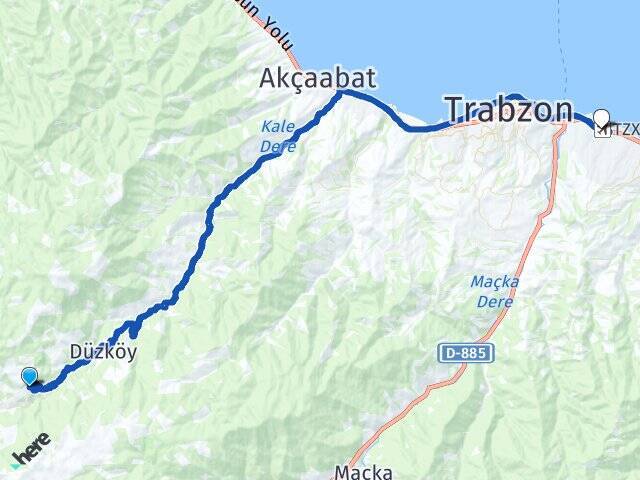 Çayırbağı Gülcana Trabzon Havalimanı Arası Kaç Km - Yol Tarifi