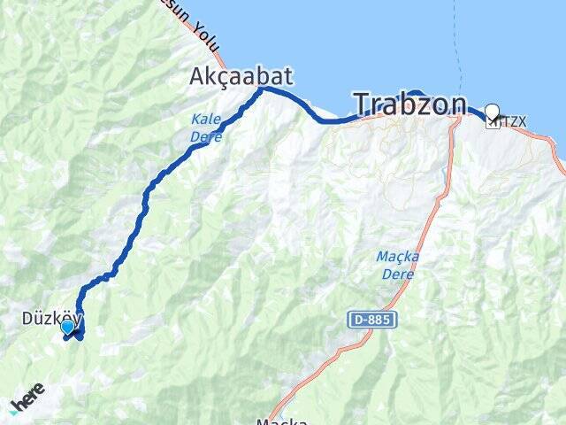 Cevizlik Trabzon Havalimanı Arası Kaç Km - Yol Tarifi