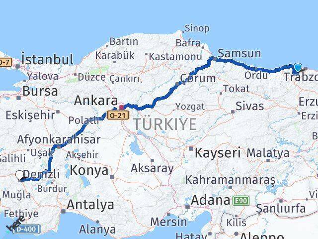 Düzköy Denizli Arası Kaç Km - Yol Tarifi