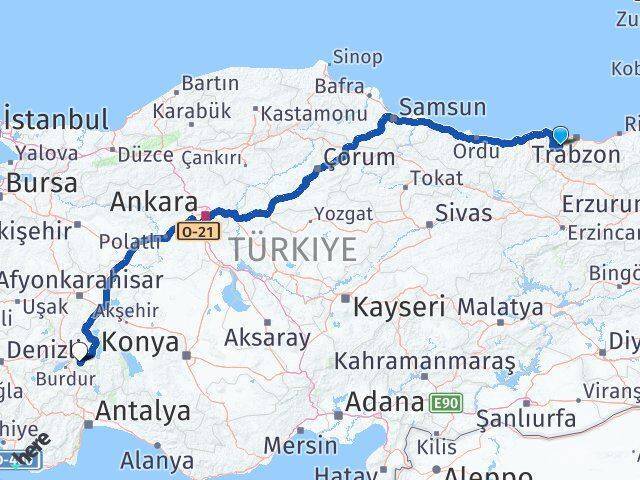 Düzköy Isparta Arası Kaç Km - Yol Tarifi
