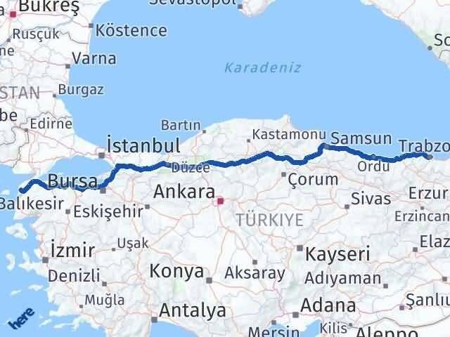 Trabzon Eceabat Çanakkale Arası Kaç Km - Yol Haritası