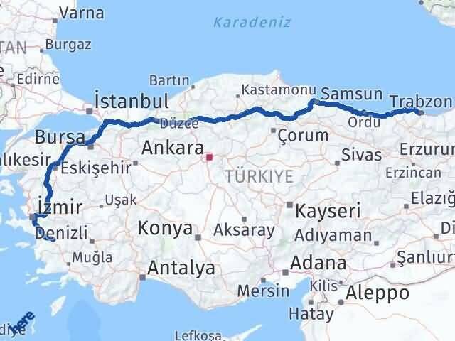 Trabzon Efeler Aydın Arası Kaç Km - Yol Haritası
