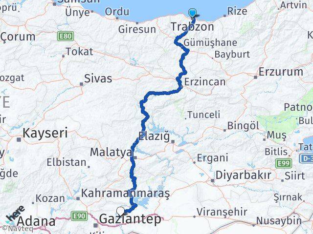 Trabzon Halfeti Şanlıurfa Arası Kaç Km - Yol Haritası
