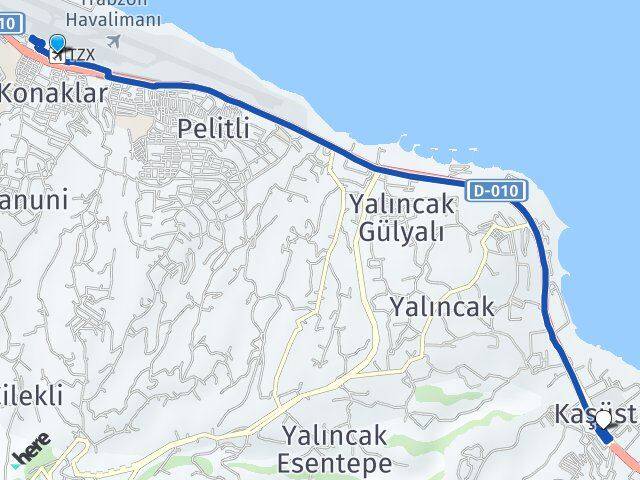 Trabzon Havalimanı Kaşüstü Arası Kaç Km - Yol Tarifi