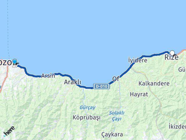 Trabzon Havalimanı Rize Arası Kaç Km - Yol Tarifi