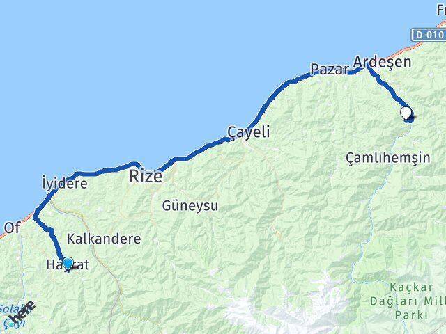 Çağlayan Ardeşen Arası Kaç Km - Yol Tarifi