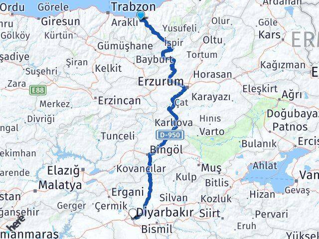 Hayrat Diyarbakır Arası Kaç Km - Yol Tarifi