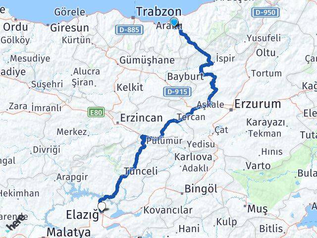 Hayrat Elazığ Arası Kaç Km - Yol Tarifi