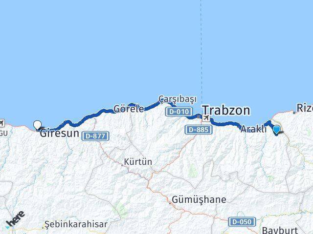 Hayrat Giresun Arası Kaç Km - Yol Tarifi