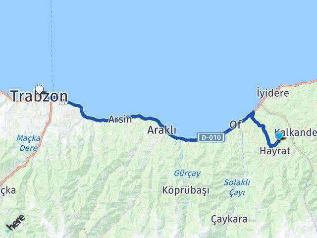 Gülderen Fatih Trabzon Arası Kaç Km - Yol Tarifi
