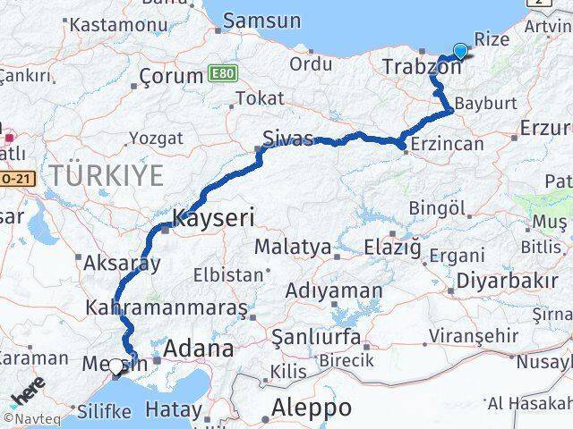 Hayrat Mersin Arası Kaç Km - Yol Tarifi