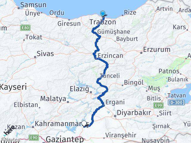 Trabzon Hilvan Şanlıurfa Arası Kaç Km - Yol Haritası