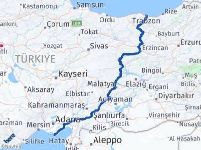 Trabzon Karataş Adana Arası Kaç Km - Yol Haritası
