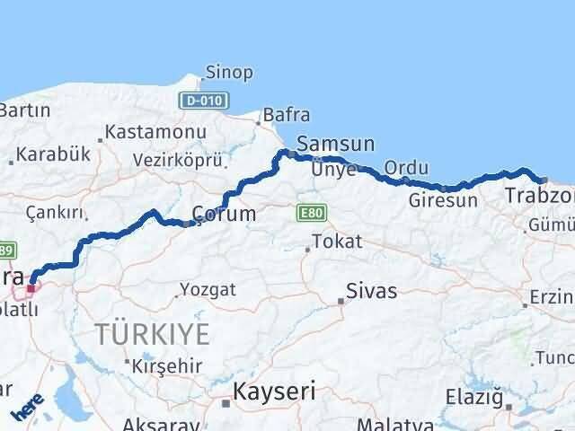 Trabzon Keçiören Ankara Arası Kaç Km - Yol Haritası