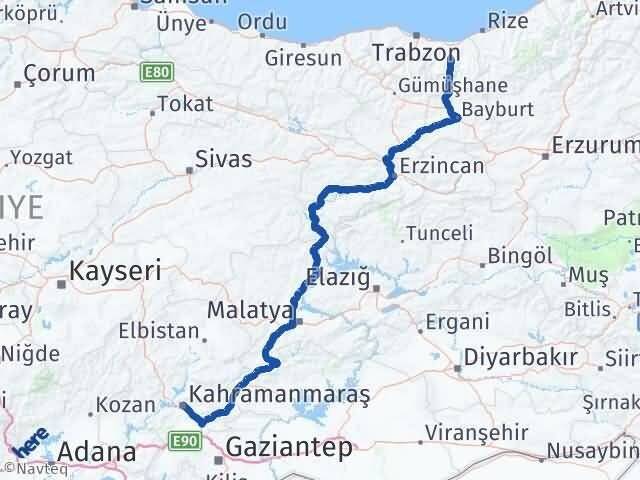 Trabzon Köprübaşı Kahramanmaraş Arası Kaç Km - Yol Haritası