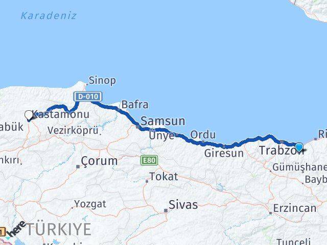 Trabzon Köprübaşı Kastamonu Arası Kaç Km - Yol Haritası