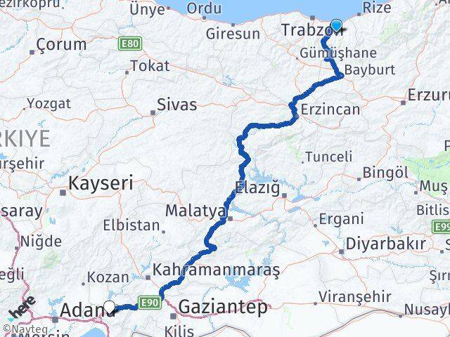 Trabzon Köprübaşı Osmaniye Arası Kaç Km - Yol Haritası