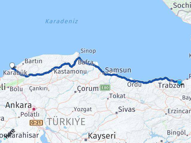 Trabzon Köprübaşı Zonguldak Arası Kaç Km - Yol Haritası