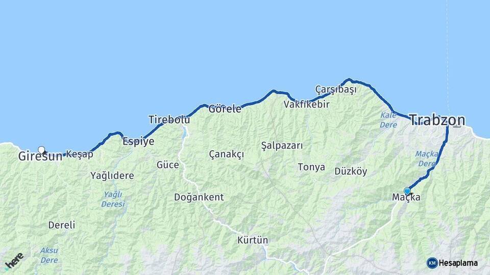 Maçka Giresun Arası Kaç Km - Yol Tarifi