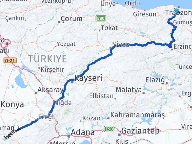 Trabzon Maçka Karaman Arası Kaç Km - Yol Haritası