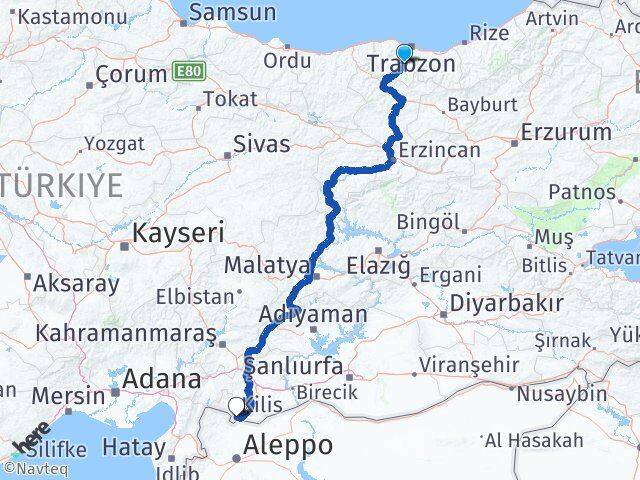 Trabzon Maçka Kilis Arası Kaç Km - Yol Haritası