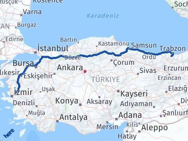 Trabzon Maçka Manisa Arası Kaç Km - Yol Haritası