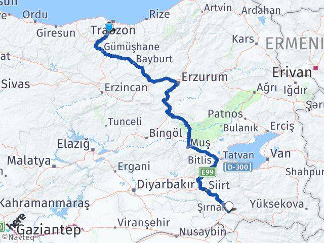 Trabzon Maçka Şırnak Arası Kaç Km - Yol Haritası