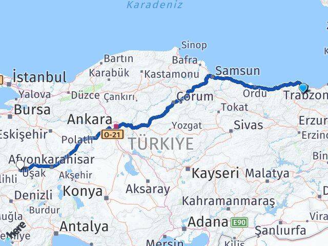 Trabzon Maçka Uşak Arası Kaç Km - Yol Haritası