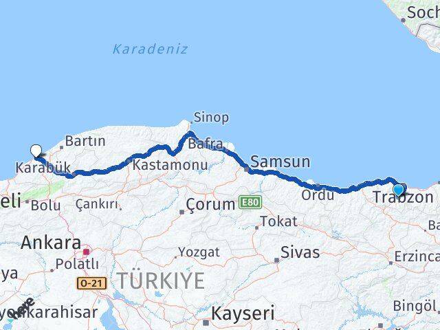 Trabzon Maçka Zonguldak Arası Kaç Km - Yol Haritası