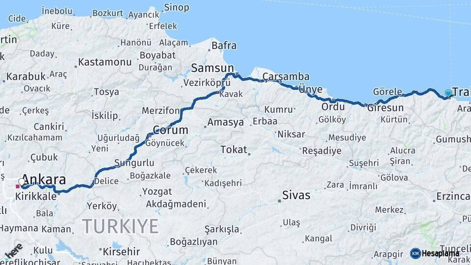 Trabzon Mamak Arası Kaç Km - Yol Tarifi