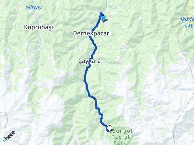 Bölümlü Uzungöl Arası Kaç Km - Yol Tarifi