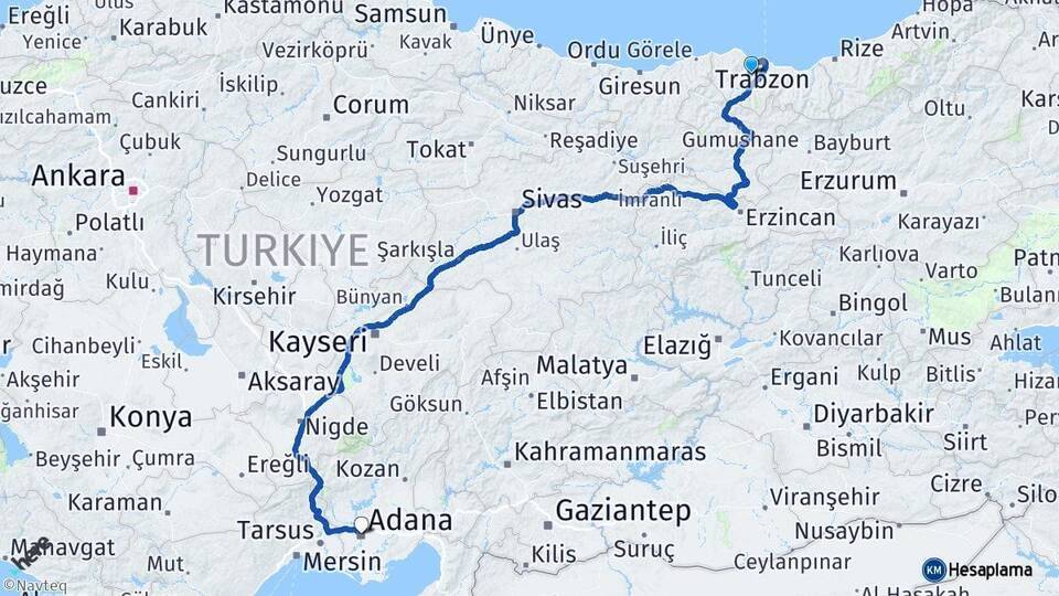 Ortahisar Adana Arası Kaç Km - Yol Tarifi