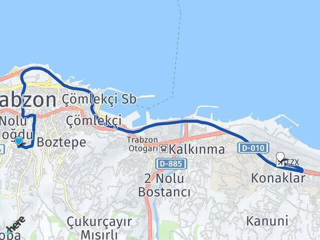 Bahçecik Trabzon Havalimanı Arası Kaç Km - Yol Tarifi
