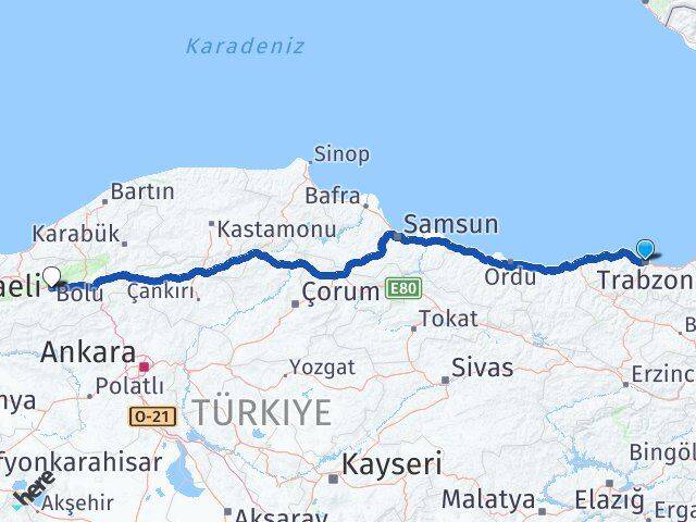 Ortahisar Bolu Arası Kaç Km - Yol Tarifi