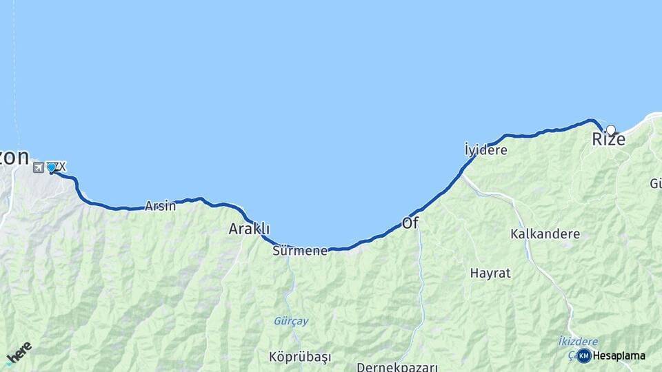 Pelitli Rize Arası Kaç Km - Yol Tarifi