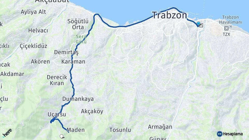 Trabzon Otogarı Ortahisar Arası Kaç Km - Yol Tarifi