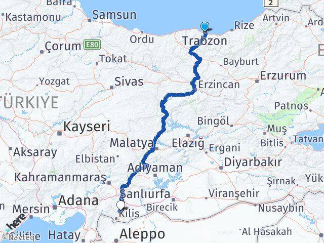 Trabzon Şahinbey Gaziantep Arası Kaç Km - Yol Haritası