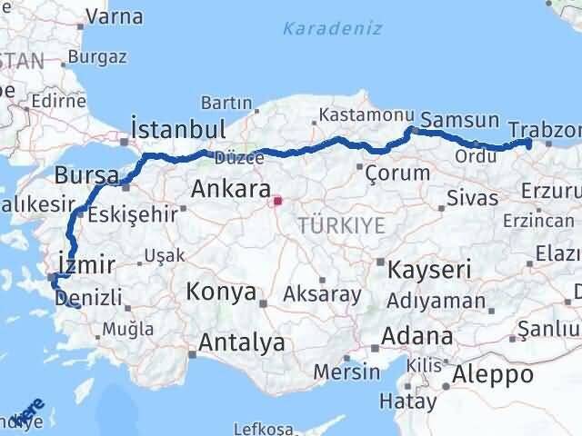 Trabzon Şalpazarı Aydın Arası Kaç Km - Yol Haritası